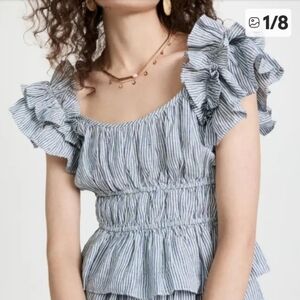 Ulla Johnson Paloma Linen Ruffle Top sz 8